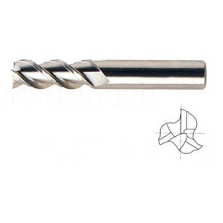 3 Flute Regular Length 45 Deg Helix Tin Coated Carbide